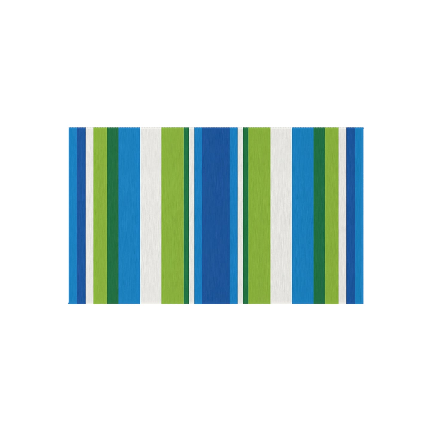 Blue Green Stripe Outdoor/Indoor Rug | Striped Patio Mat, Weatherproof Porch Rug