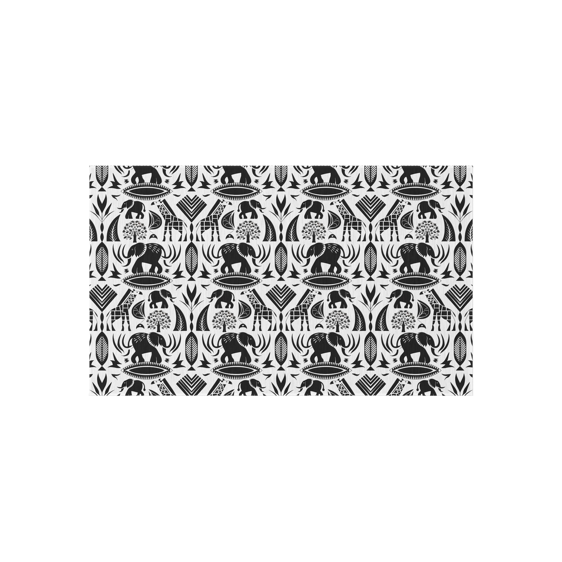 Black/White jungle Indoor/Outdoor Bohemian Rug, Stylish Patio Mat, Home Decor, Garden Area, Picnic Essentials, Unique Gift for Nature Lovers - LOLA VEGAS ART