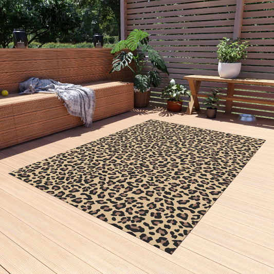 Chic Outdoor Rug - Leopard Print, Patio Decor, Garden Accessories, Porch Mat, Animal Print Rug, Boho Style Outdoor Area