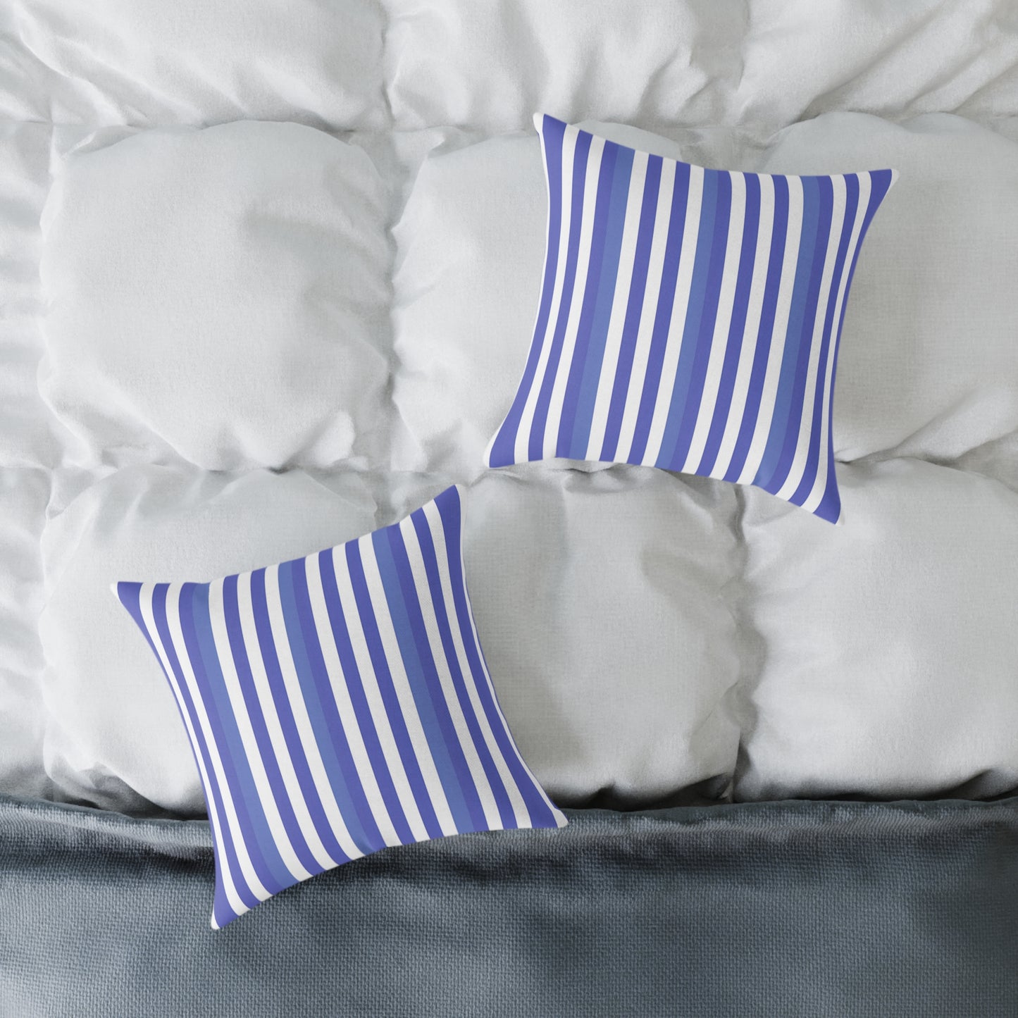 Periwinkle Purple White Vertical Stripe Pillow | Coastal Nautical Cushion Cover