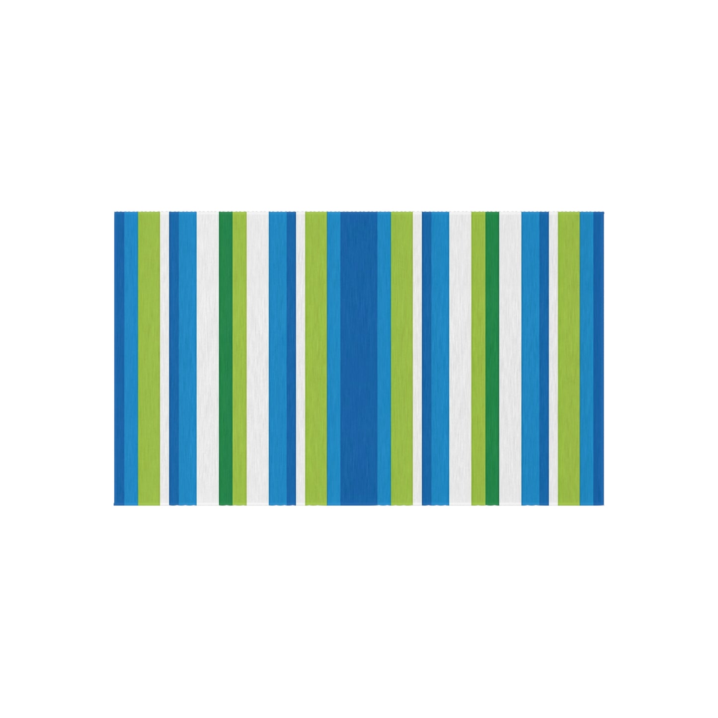 Blue Green Striped Outdoor/Indoor Rug | Patio Mat