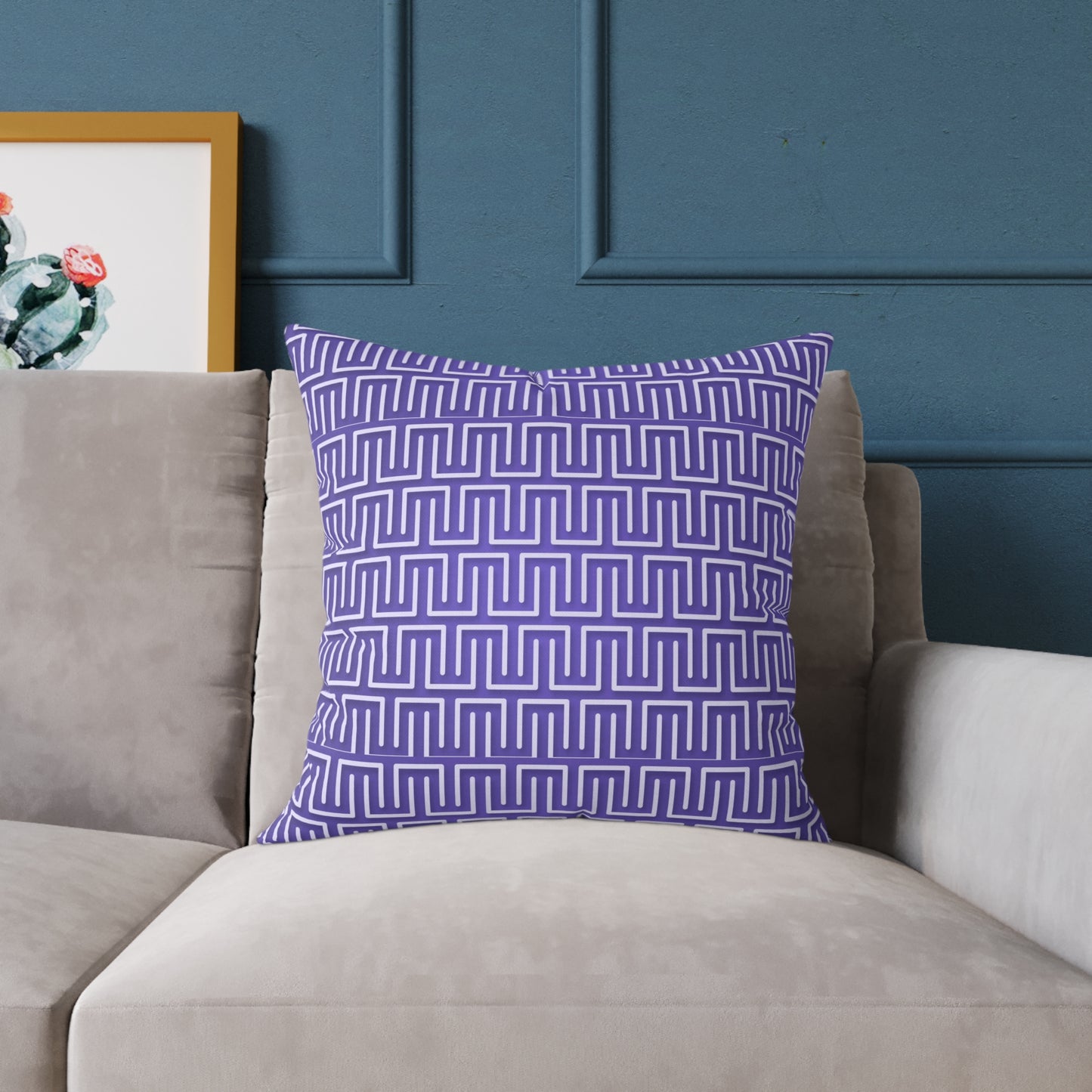 Geometric Maze Pattern Pillow | Purple Greek Key Throw Pillow