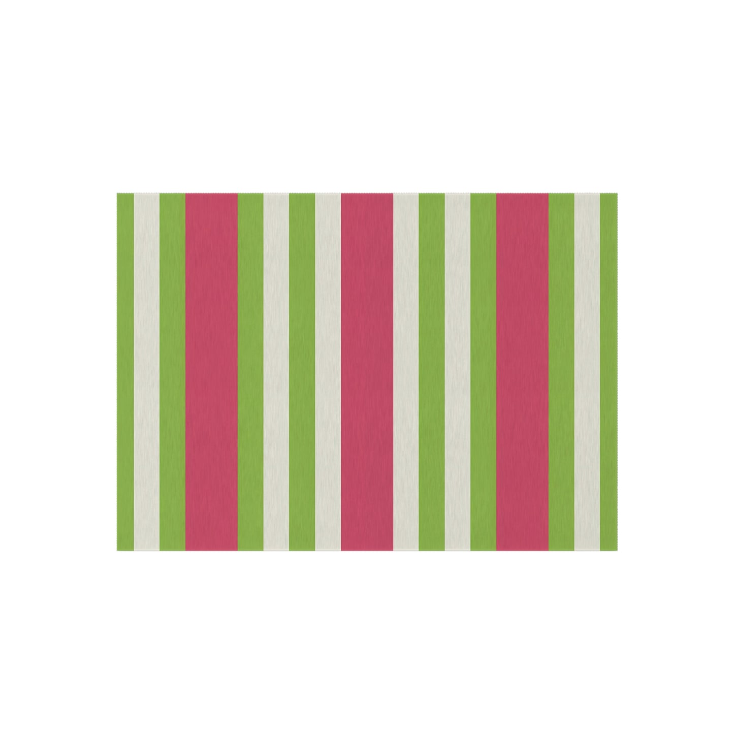 Watermelon Pink and Green Striped Outdoor Rug | Patio Mat