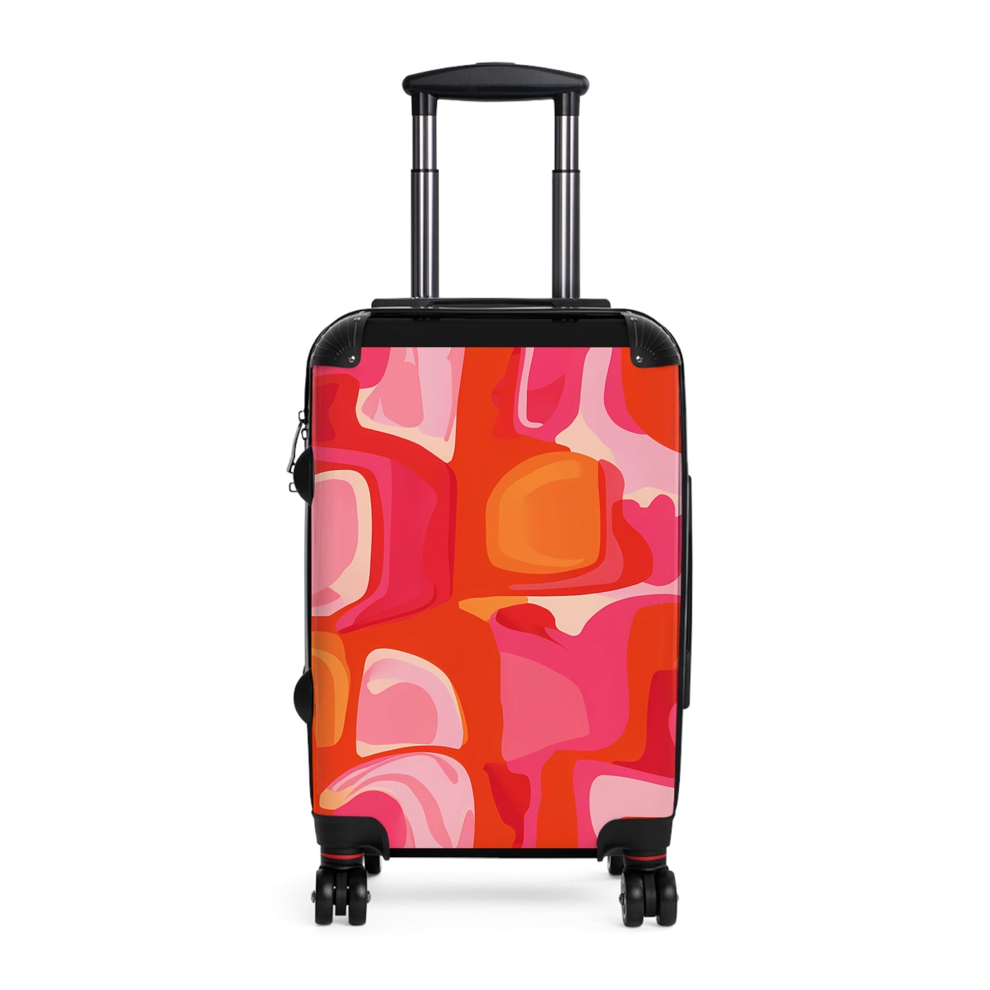 Orange and Pink Abstract Suitcase, Luggage, Travel Bags, 1960's Style, Wanderlust Adventure Organizer, Weekend Getaway Bag, Honeymoon Travel