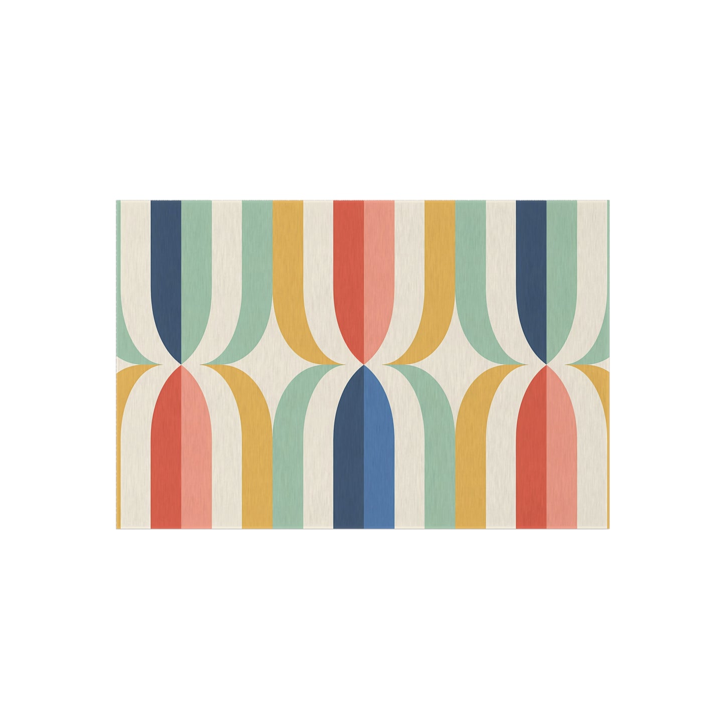 Mid Century Rainbow Arch Outdoor/Indoor Rug | Retro Geometric Patio Mat