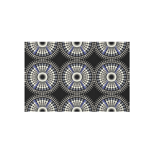 Black, White and Purple Outdoor/Indoor Boho Rug, Patio Decor, Garden Mat, Porch Rug, Vintage Style, Home Flooring, Cozy Outdoor Living