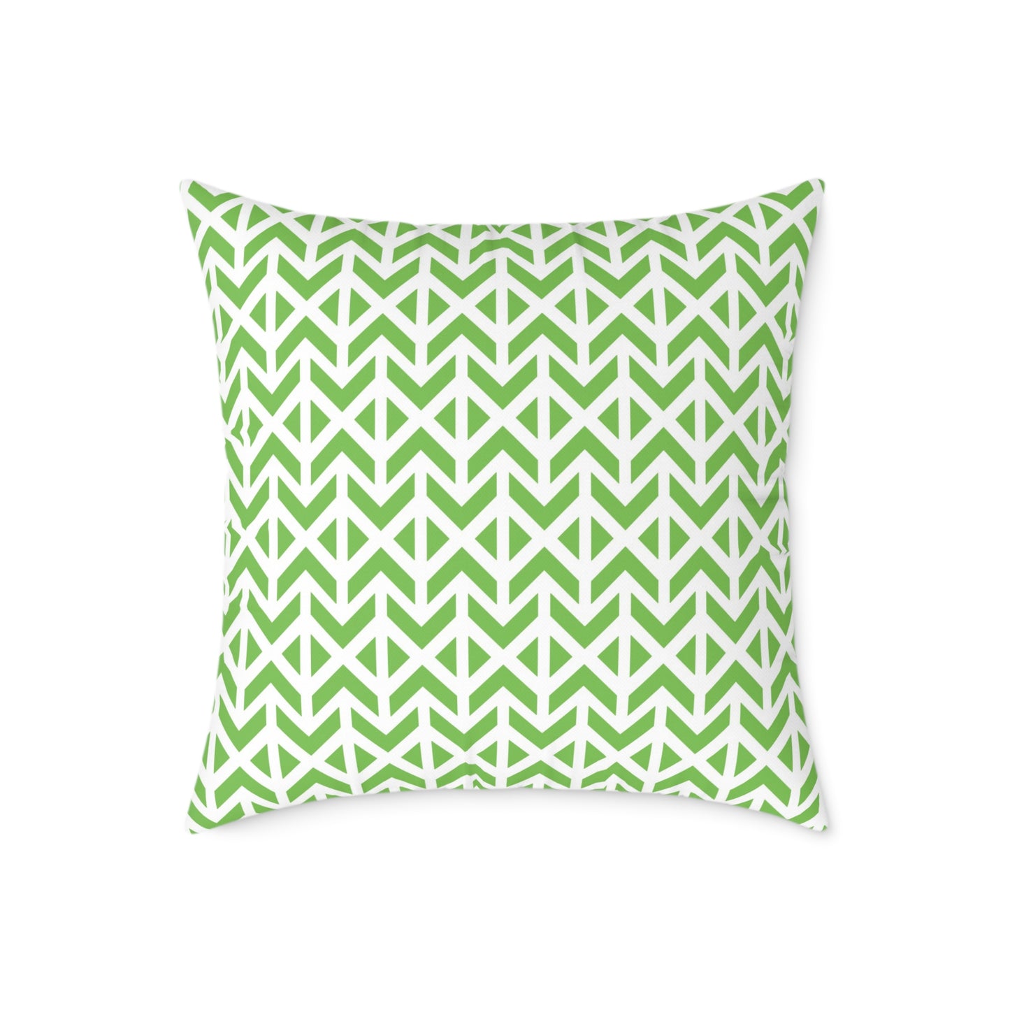 Green Geometric Arrow Pattern Pillow | Square Poly Canvas Pillow