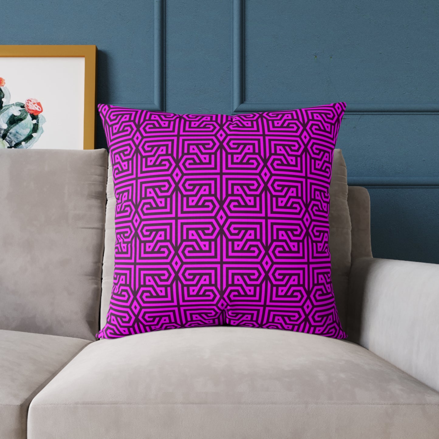Geometric Maze Pattern Square Pillow | Purple Labyrinth Throw Pillow