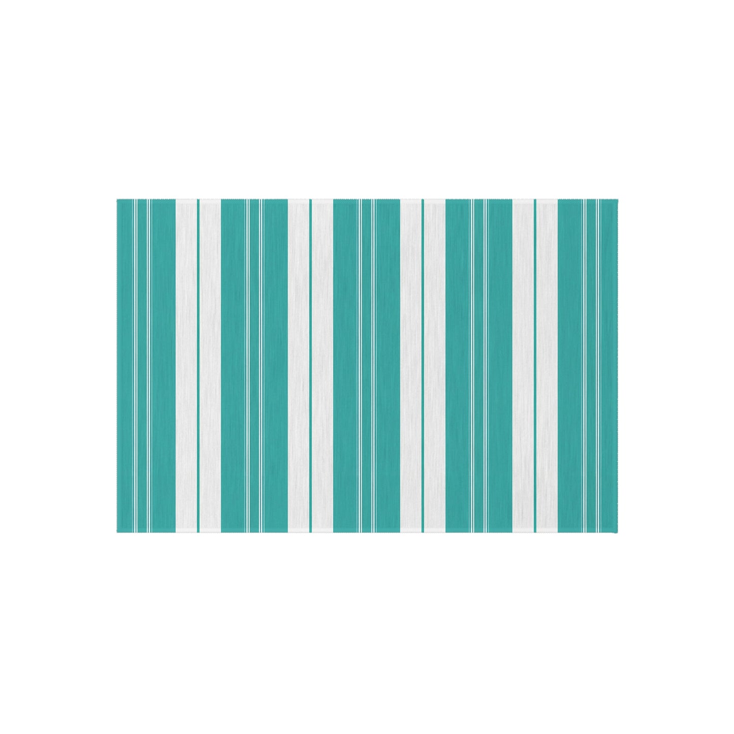 Teal White Stripe Outdoor/Indoor Rug | Patio Deck Mat