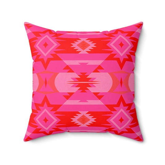 Pink Vibrant Geometric Throw Pillow, Colorful Square Cushion for Bohemian Decor, Modern Home Accents, Gift for Her, Cozy Sofa Accessory