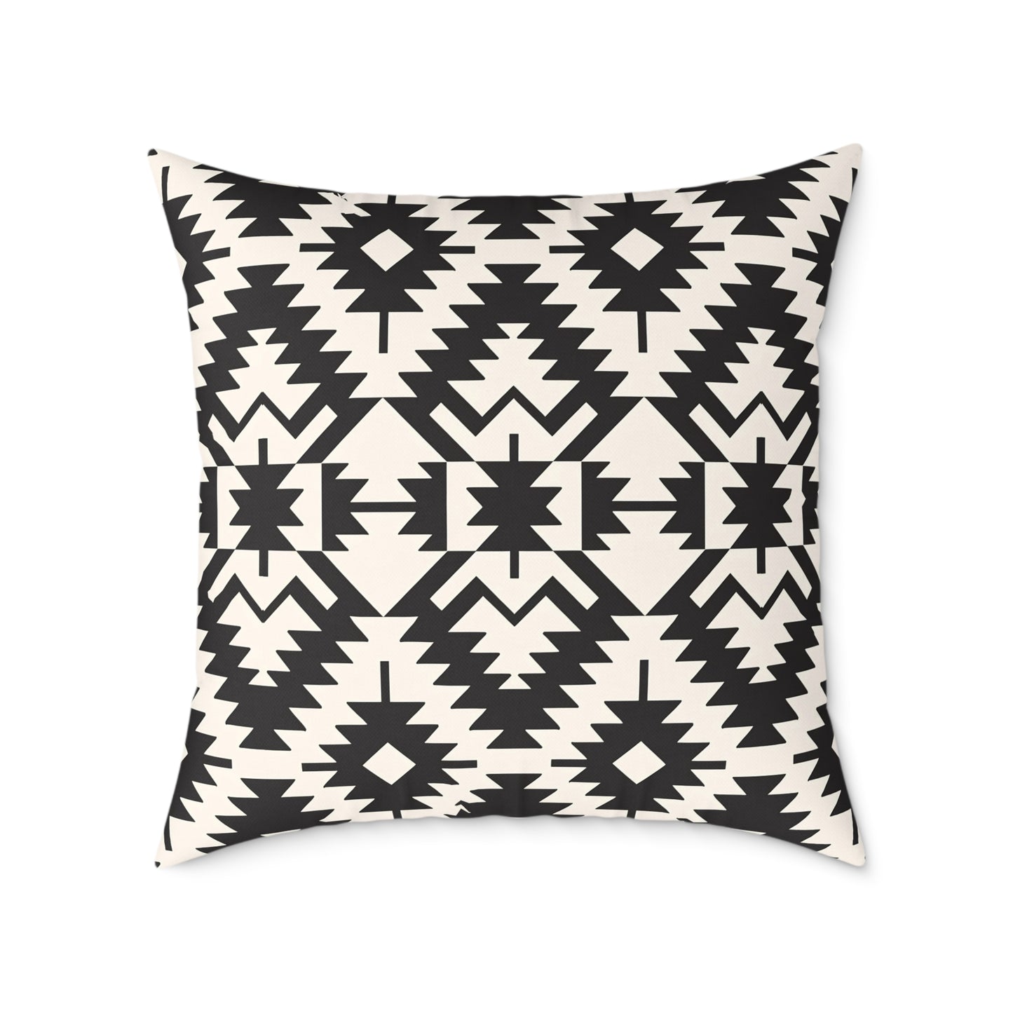 Black and White Aztec Geometric Square Pillow | Tribal Pattern Throw Pillow