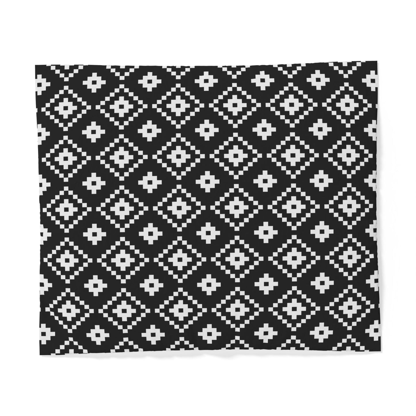Black White Geometric Diamond Pattern duvet cover | Tribal Pixel Motif
