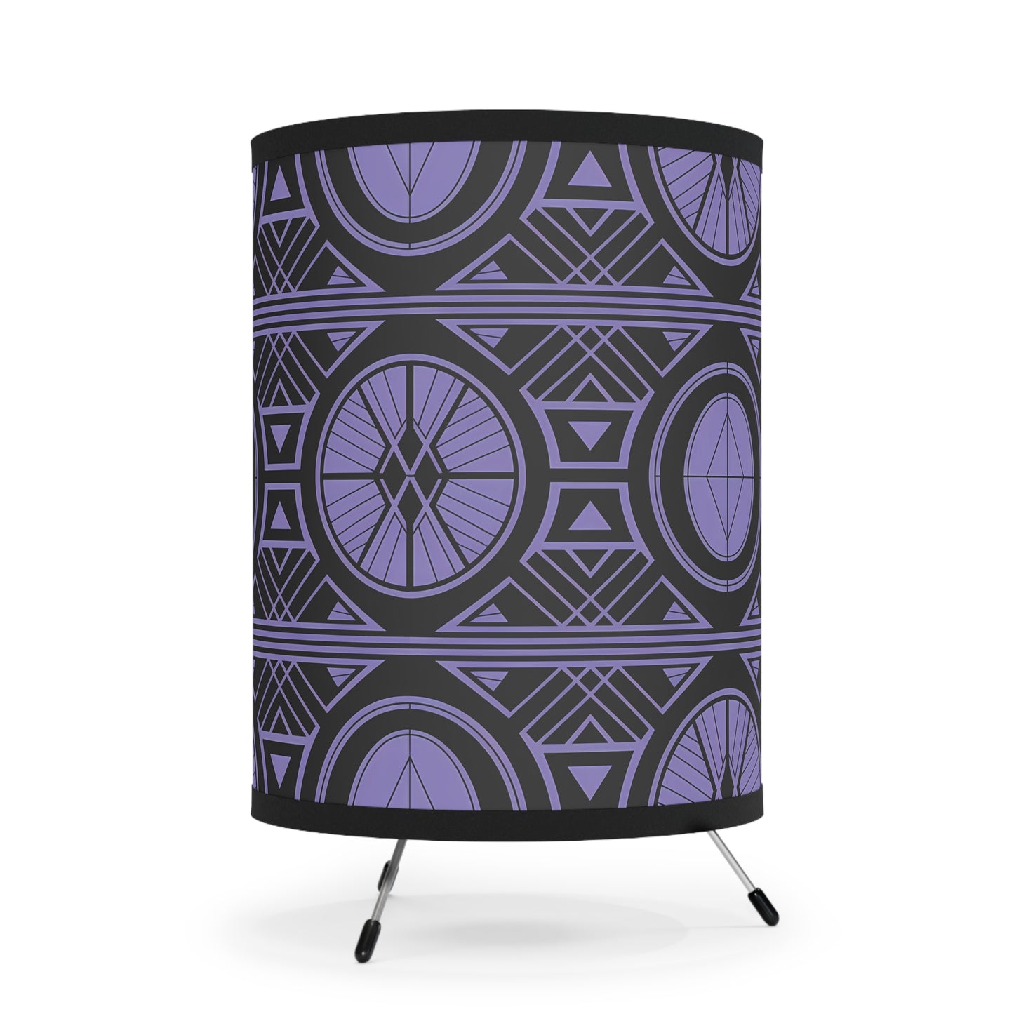 Stylish Geometric Tripod Lamp with High-Res Printed Shade, Modern Home Decor, Unique Lighting, Living Room Accent, Gift Idea