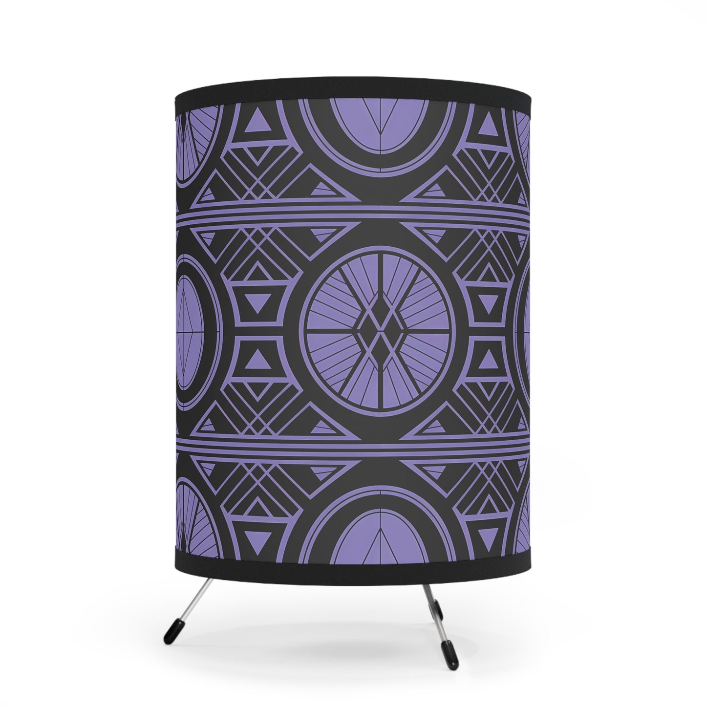 Stylish Geometric Tripod Lamp with High-Res Printed Shade, Modern Home Decor, Unique Lighting, Living Room Accent, Gift Idea