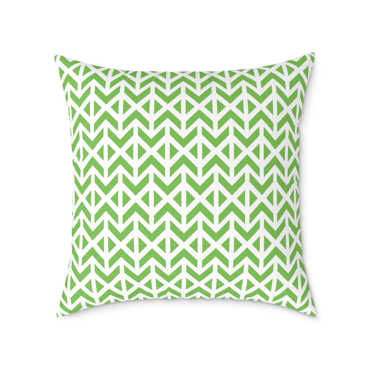 Green Geometric Arrow Pattern Pillow | Square Poly Canvas Pillow