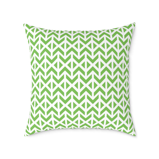 Green Geometric Arrow Pattern Pillow | Square Poly Canvas Pillow