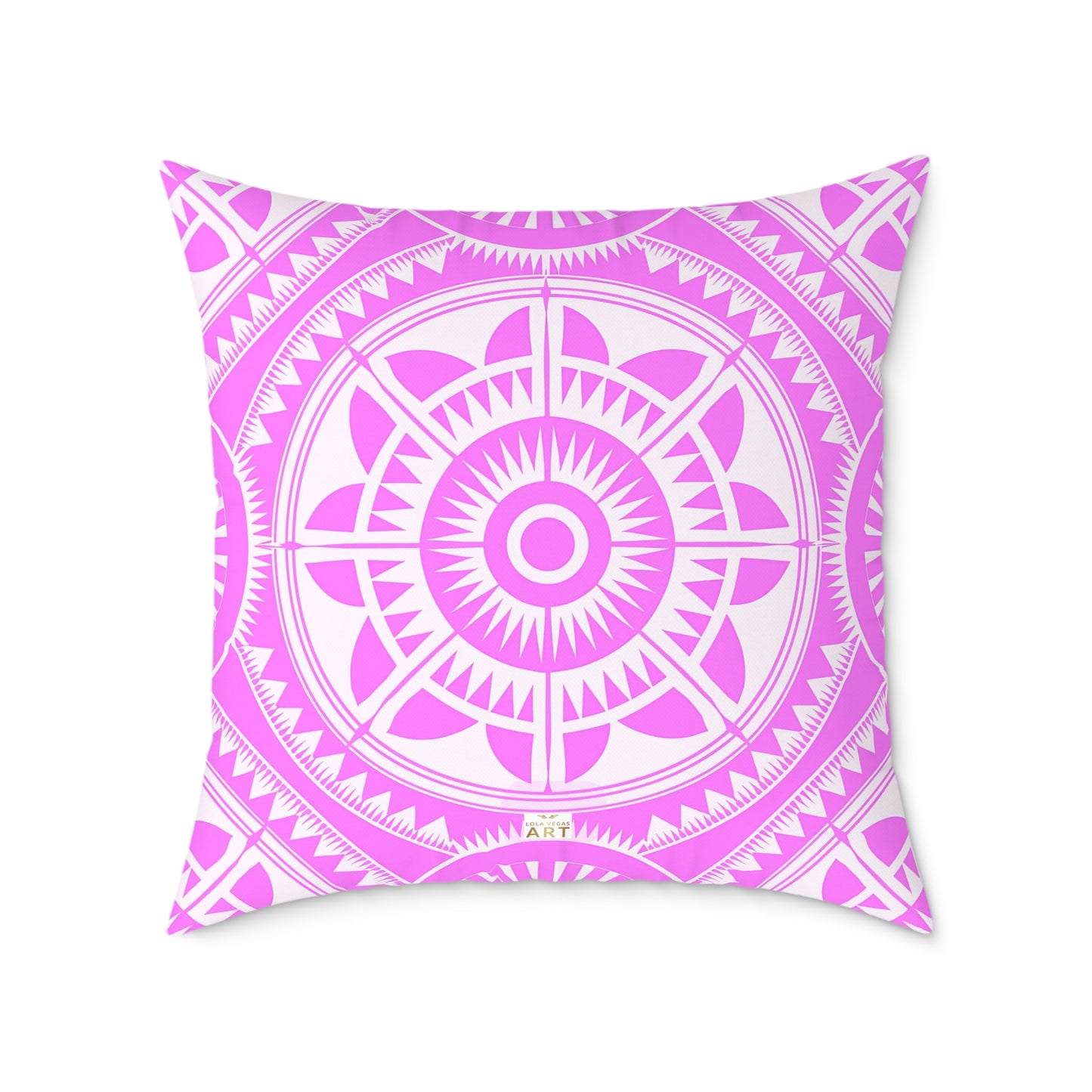 Bohemian Decorative Pink White Pillow, Cozy Home Accent, Mandala Throw Cushion, Gift for Her, Boho Chic Interior