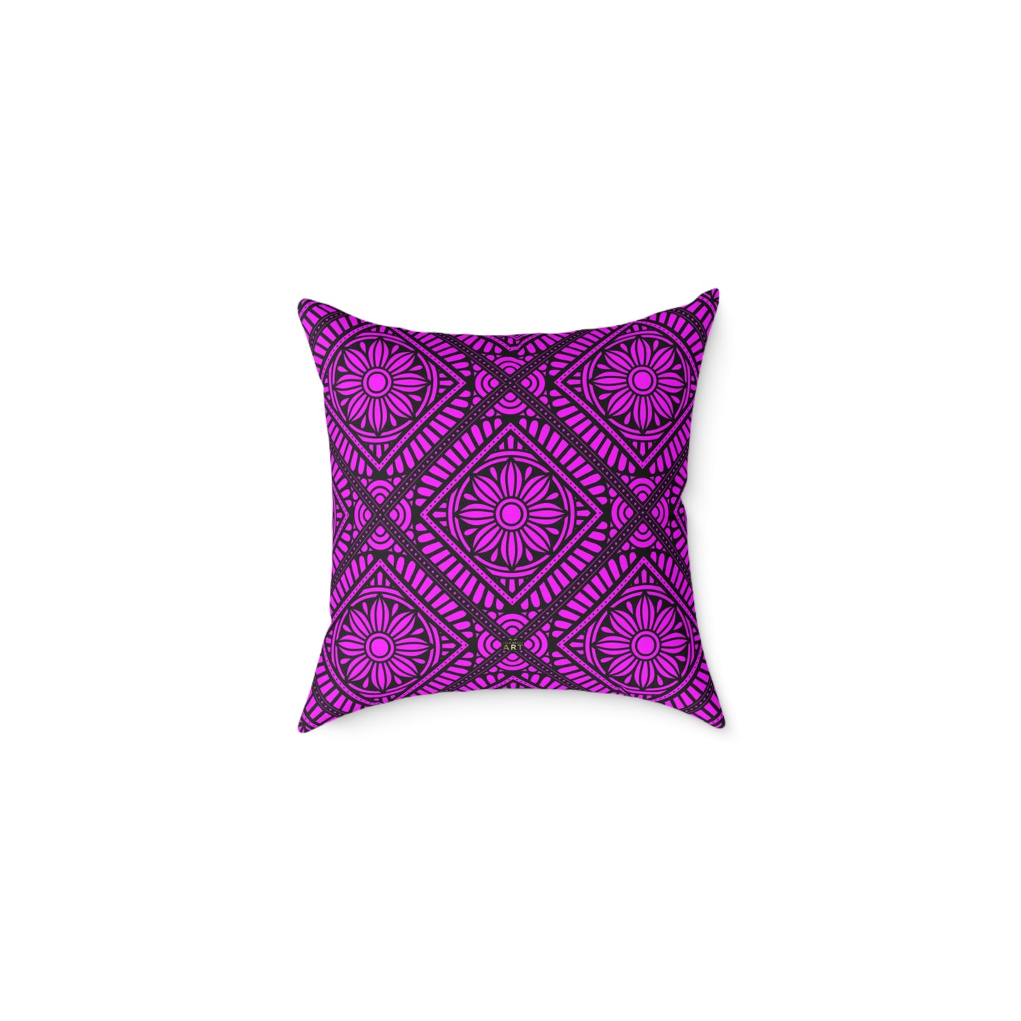 Magenta Floral Tile Pillow | Square Throw Pillow, Geometric Pattern