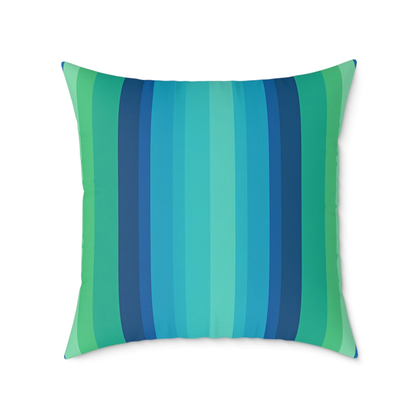 Teal Blue Green Stripe Square Pillow | Coastal Modern Throw Pillow
