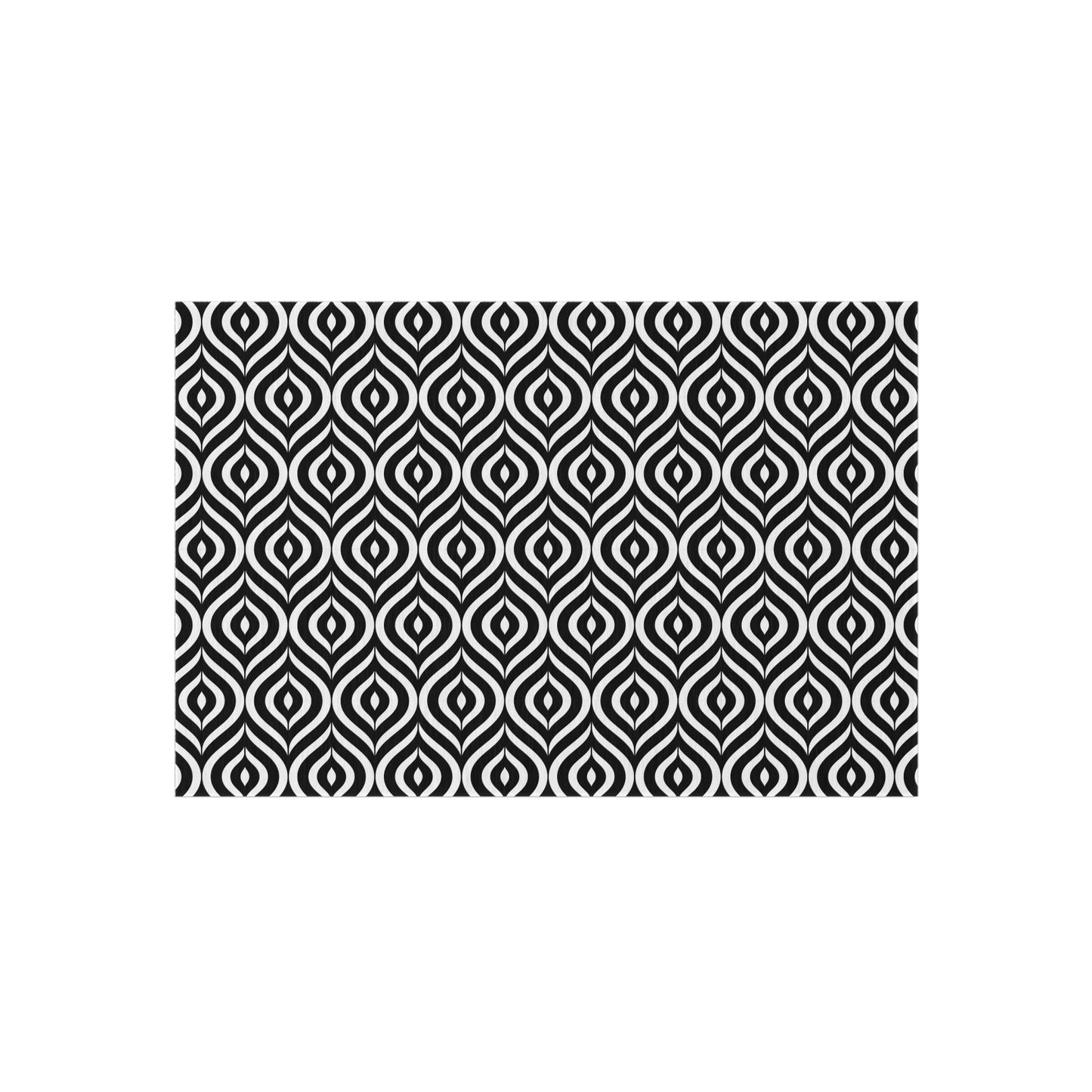 Geometric Black White Pattern Outdoor/Indoor Rug | Waterproof Patio Mat