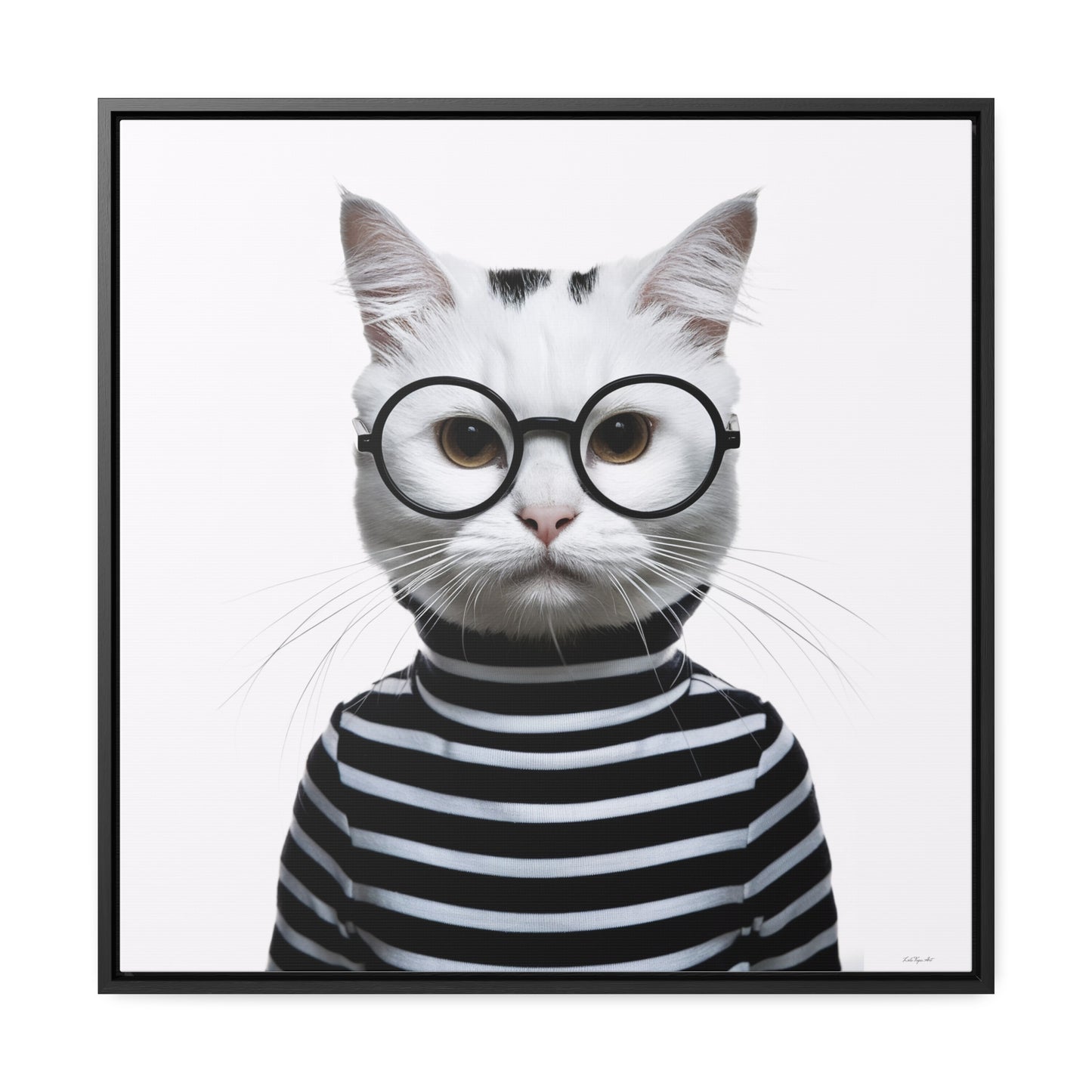 Square Canvas Wall Art, Maxwell Furrington Cool Cat Framed Animal Home Decor, Gallery Canvas Wraps, Square Frame, Wall Hanging, Living Room