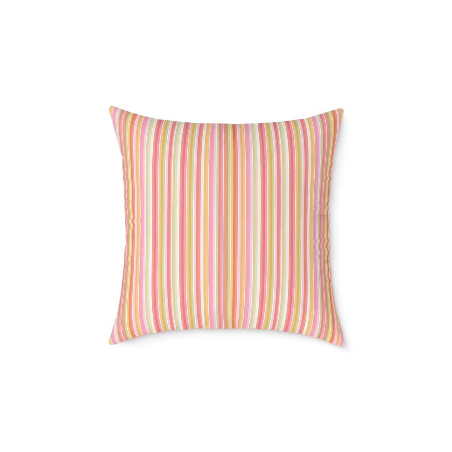 Pastel Stripe Square Pillow | Pink Yellow Green Striped Decorative Pillow