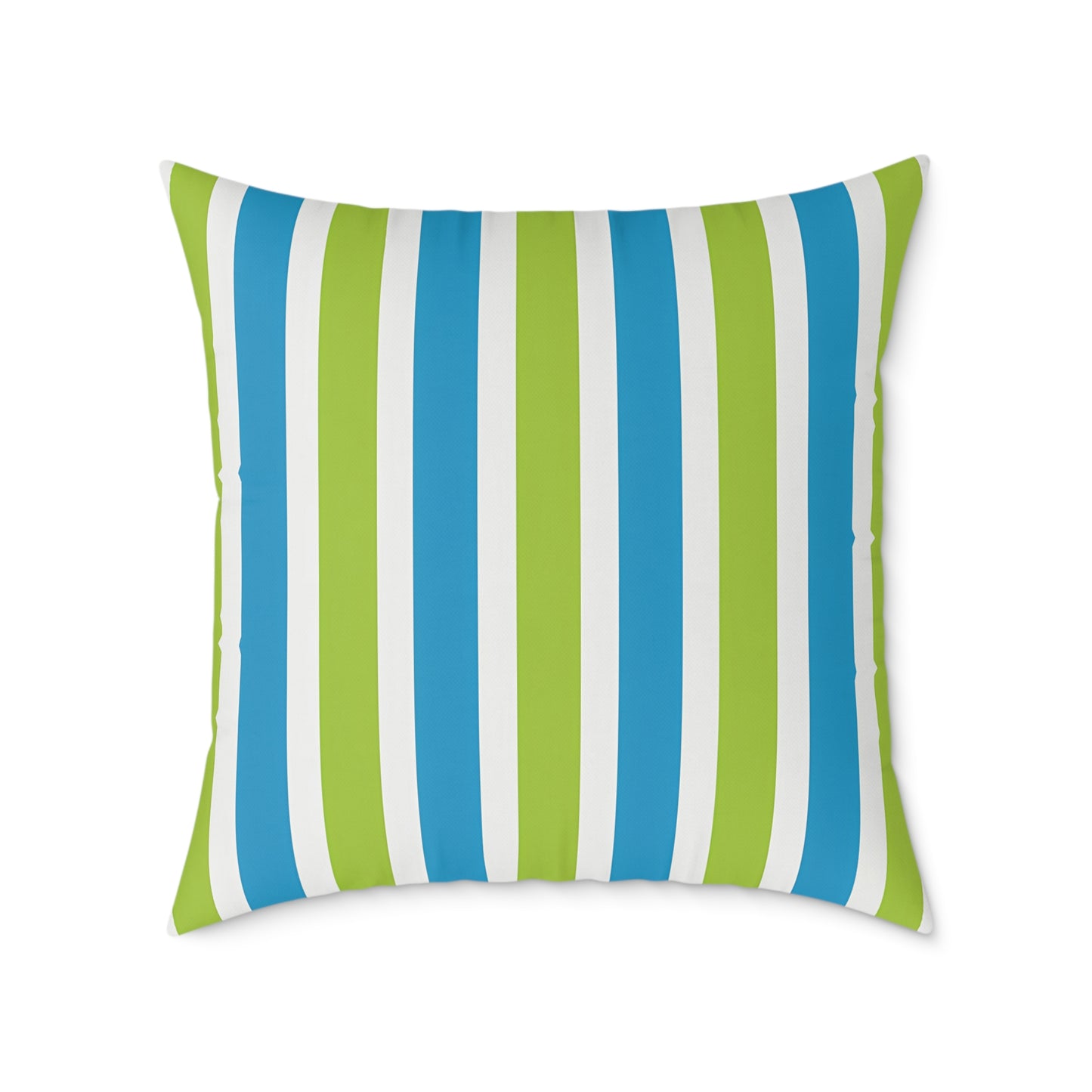 Blue Green Striped Square Pillow | Poly Canvas Throw Cushion