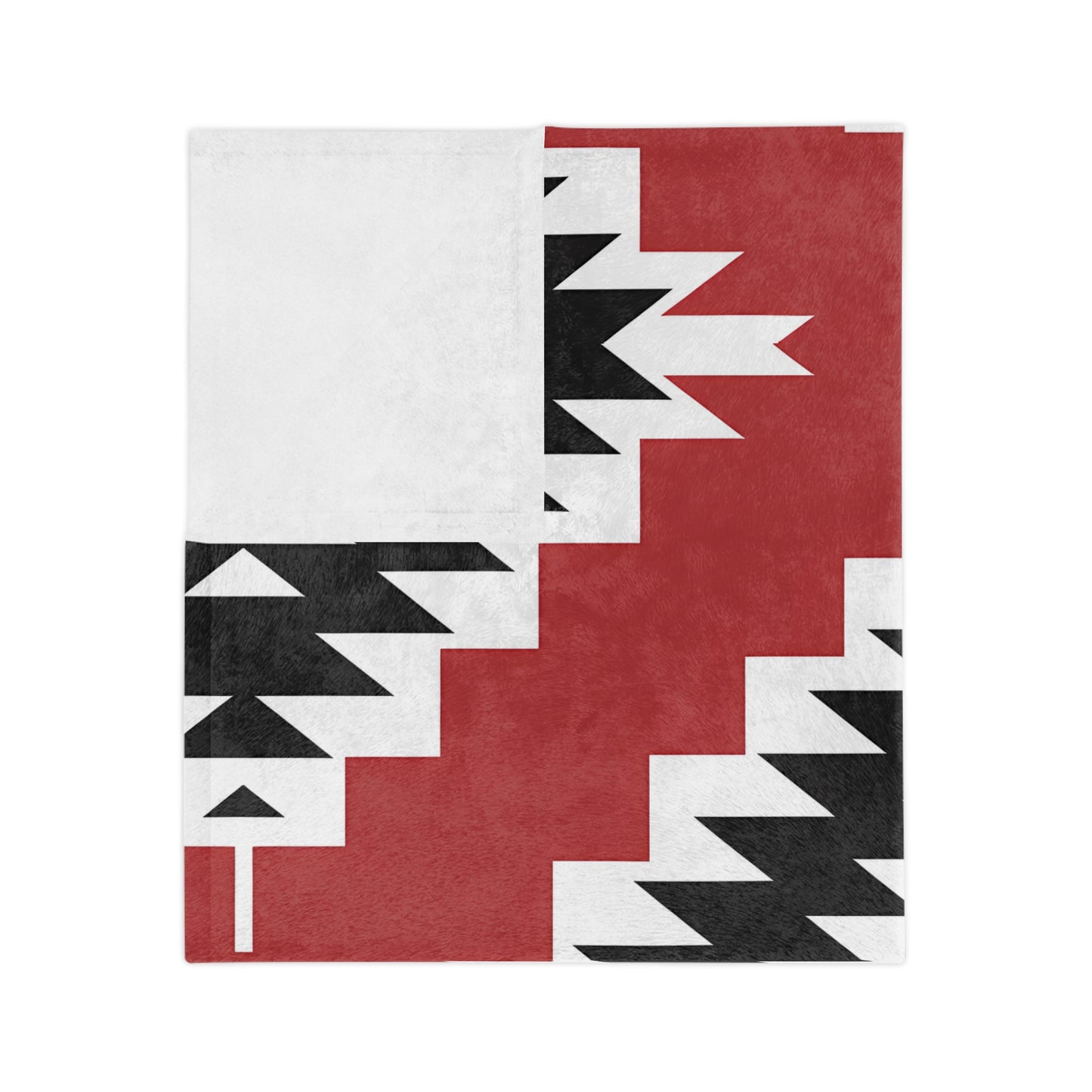 Southwest Diamond Aztec Velveteen Microfiber Blanket | Red Black Geometric