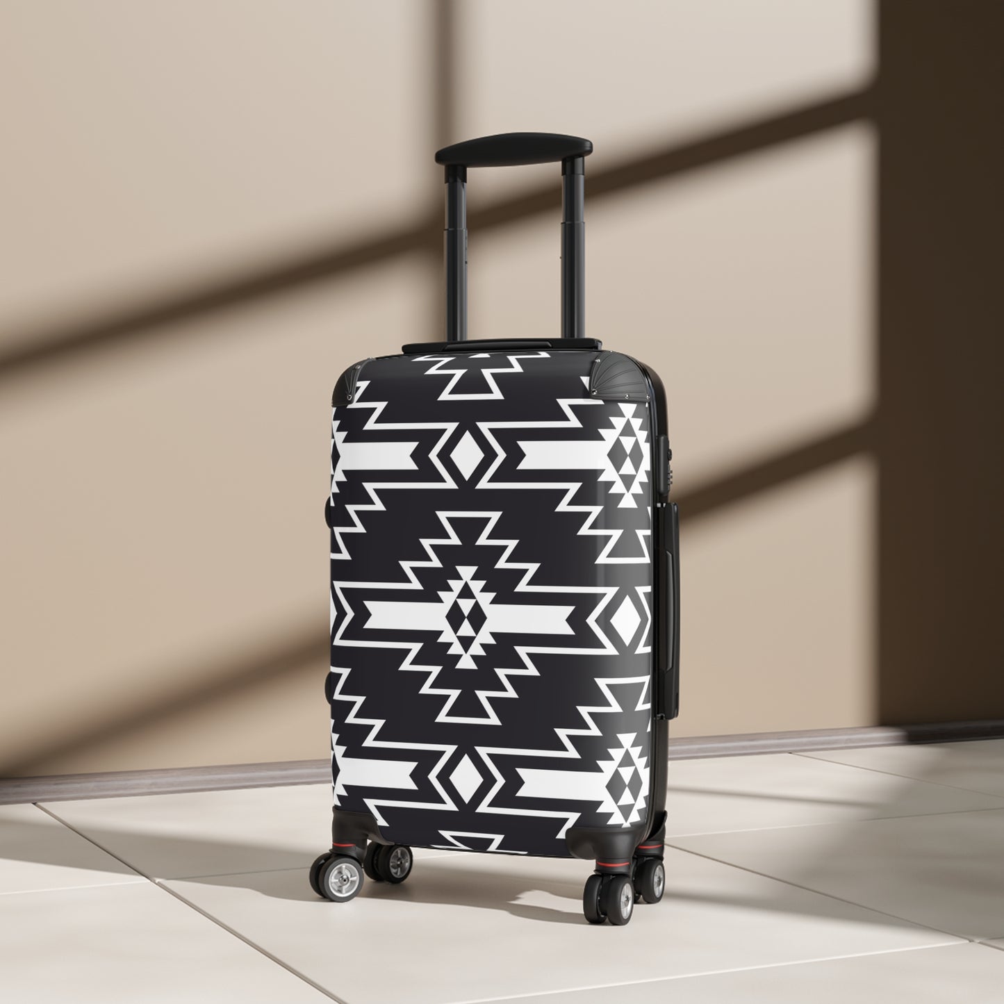 Stylish Suitcase with Tribal Black and White Design, Travel Luggage, Custom Carry-On, Unique Gift for Adventurers, Vacation Essentials,