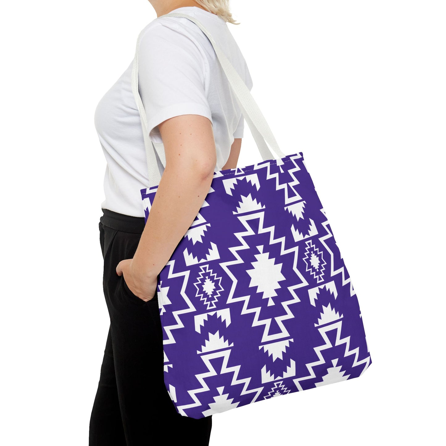 Purple and White Boho Chic Tote Bag | Purple Tribal Pattern | Eco-Friendly, Shopping Bag, Beach Tote, Gym Bag, Gift for Her, Southwestern