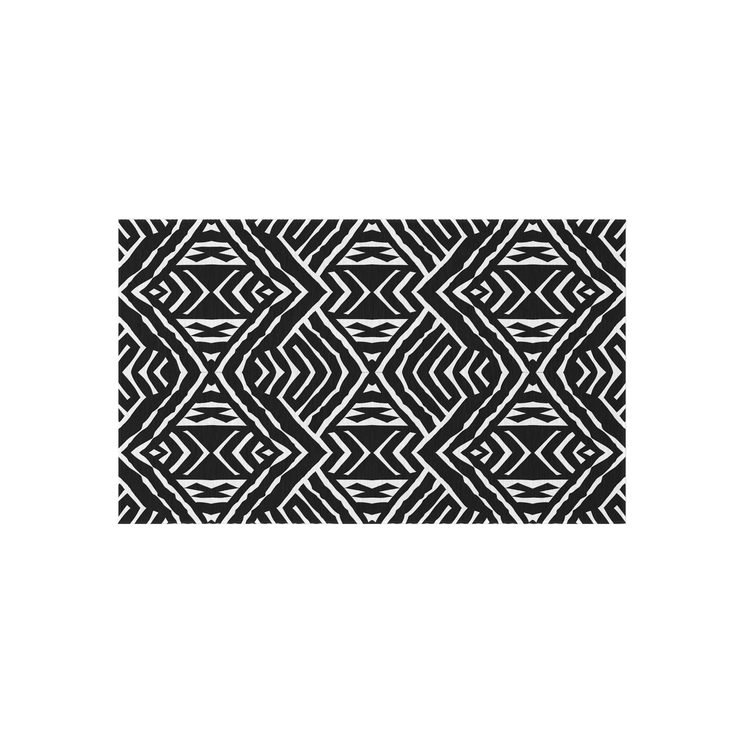 Black and White Stylish African Mudcloth pattern Outdoor/Indoor Rug for Patio, Deck, Camping, Boho Decor, Modern Design, Anti-Slip Area Mat