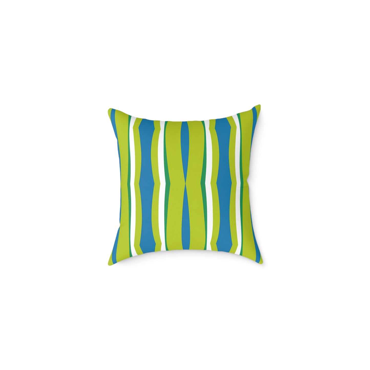 Green Blue Wavy Stripes Square Pillow | Modern Geometric Throw Pillow