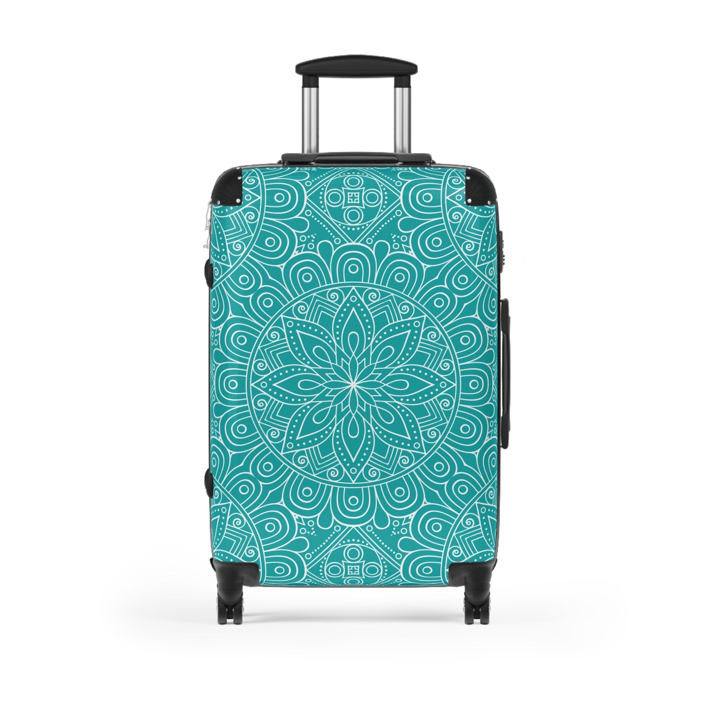 Teal White Mandala Pattern Suitcase | Decorative Luggage