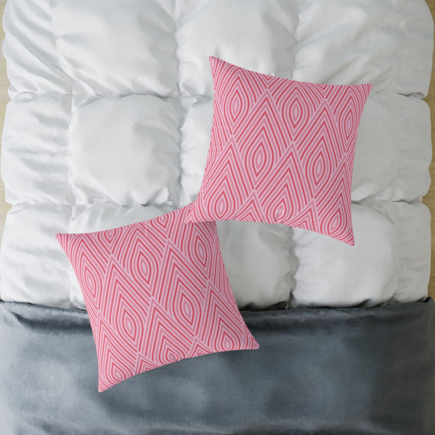 Pink Geometric Ikat Pattern Square Pillow | Decorative Throw Pillow