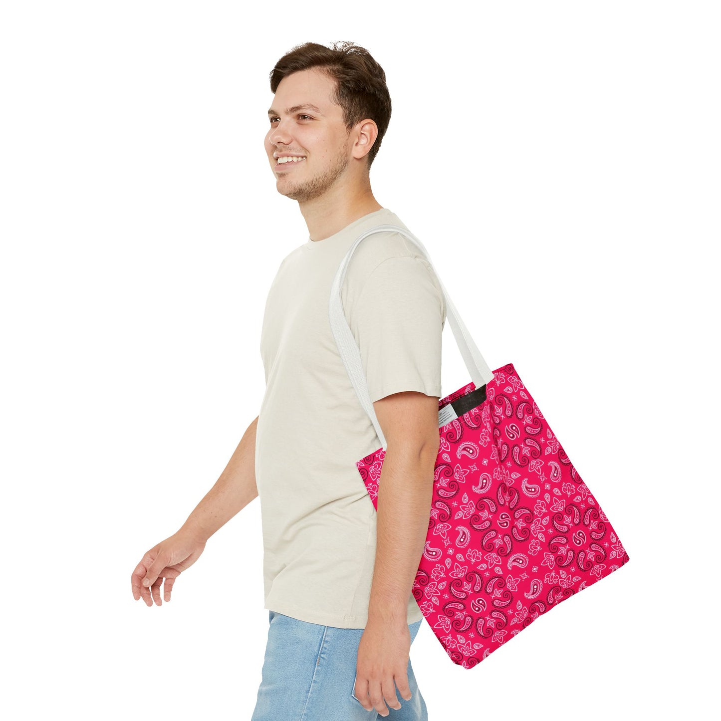Rose-Red Paisley Pattern Tote Bag | All-Over Print