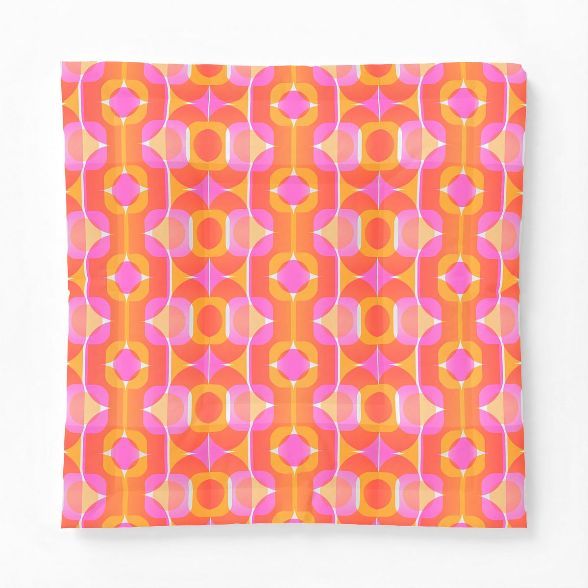 Retro Geometric Pattern Cotton Comforter | Orange Pink Mid Century Bedspread