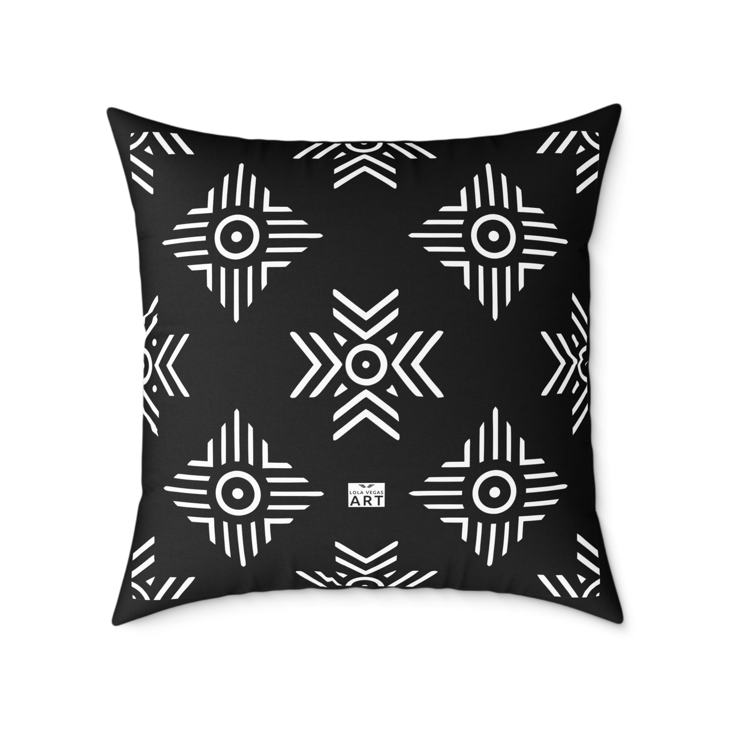 Geometric Black White Tribal Pattern Square Pillow | Poly Canvas Cushion