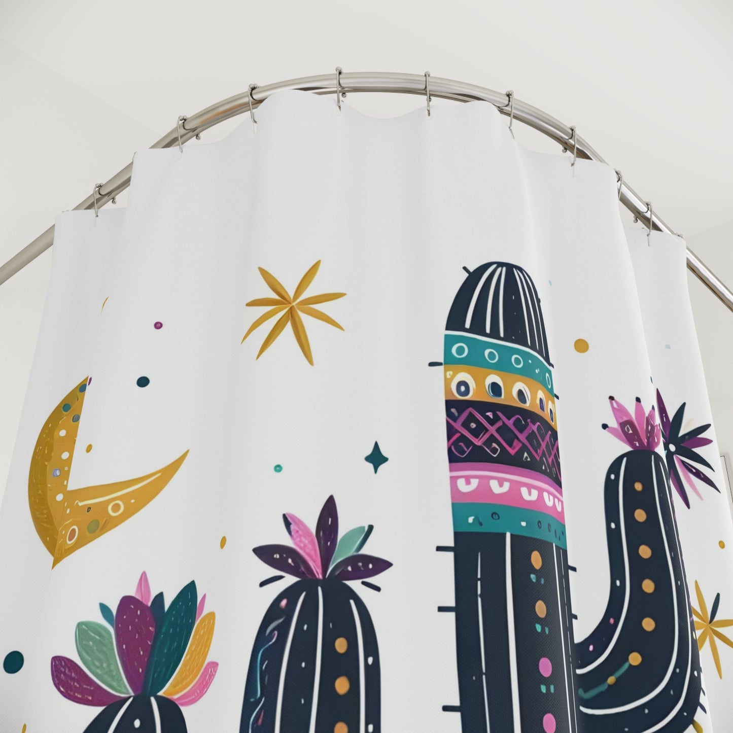 Bohemian Cactus Shower Curtain | Vibrant Bathroom Decor | Southwestern Vibe | Plant Lovers Gift | Dreamy Home Accessory, Bathroom Curtain, - LOLA VEGAS ART