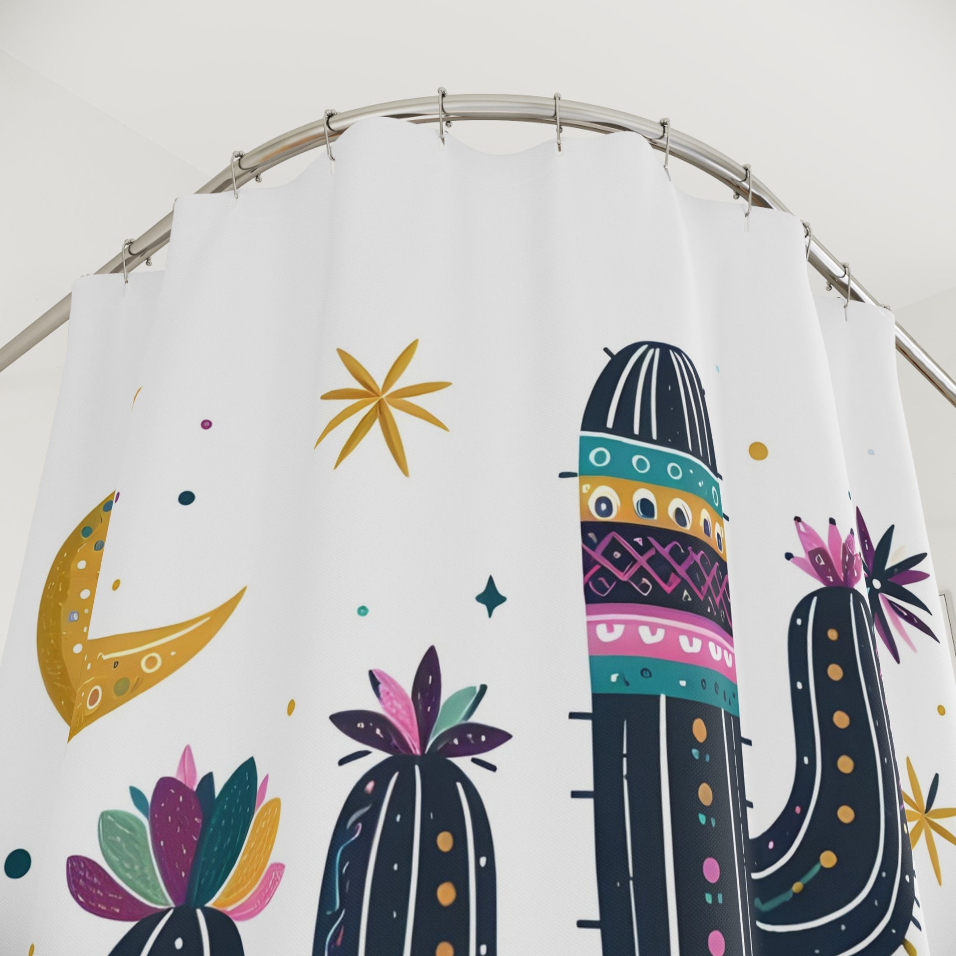 Bohemian Cactus Shower Curtain | Vibrant Bathroom Decor | Southwestern Vibe | Plant Lovers Gift | Dreamy Home Accessory, Bathroom Curtain, - LOLA VEGAS ART