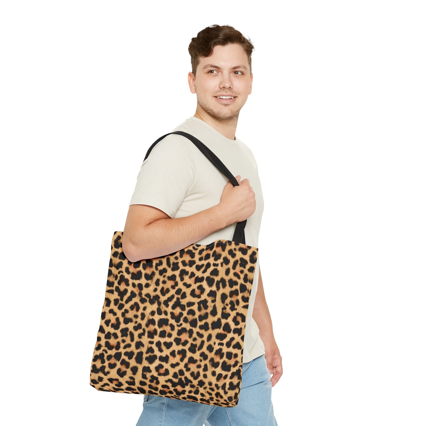 Leopard Print Tote Bag - Trendy and Chic Handbag in Three Sizes, Animal Print Shoulder Bag, Stylish Carryall, Black Handle Purse,