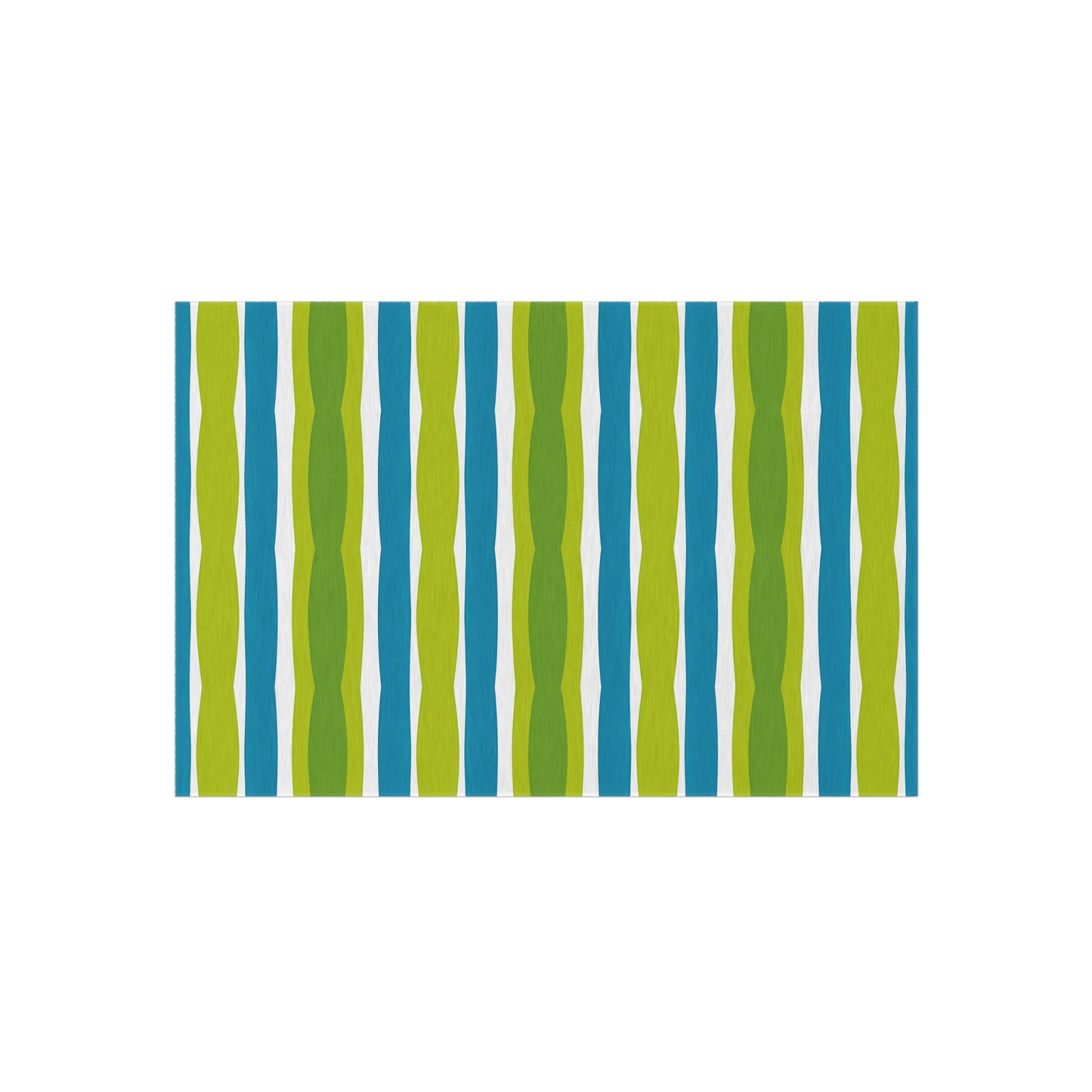 Blue Green Wave Stripe Outdoor/Indoor Rug | Patio Mat, Weatherproof Floor Covering