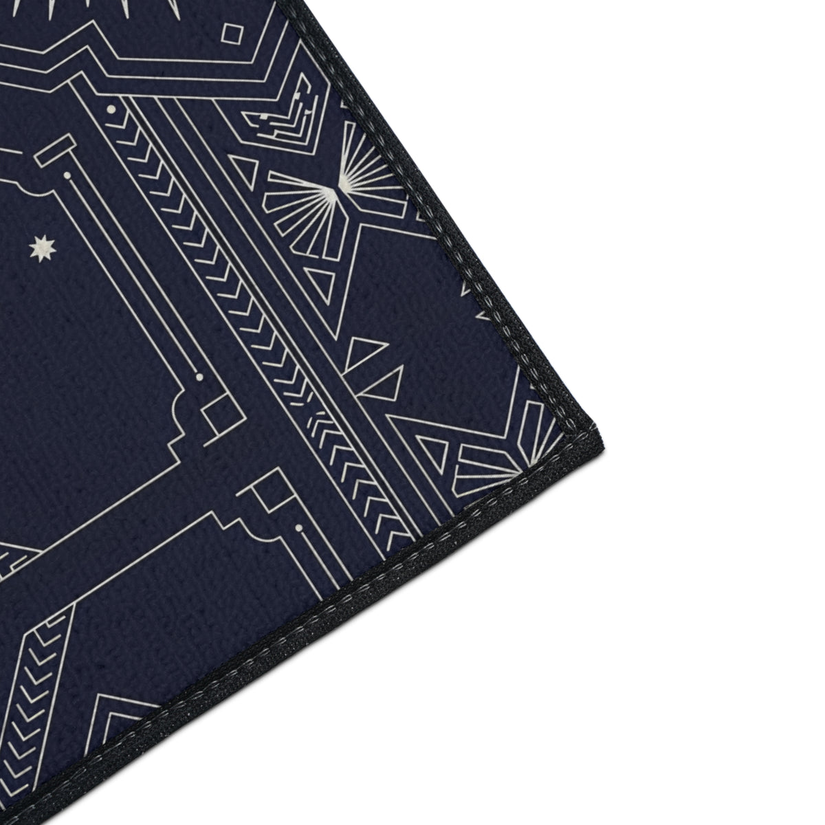 Navy White Geometric Indoor/Outdoor Floor Mat — Durable Non-Slip Rug
