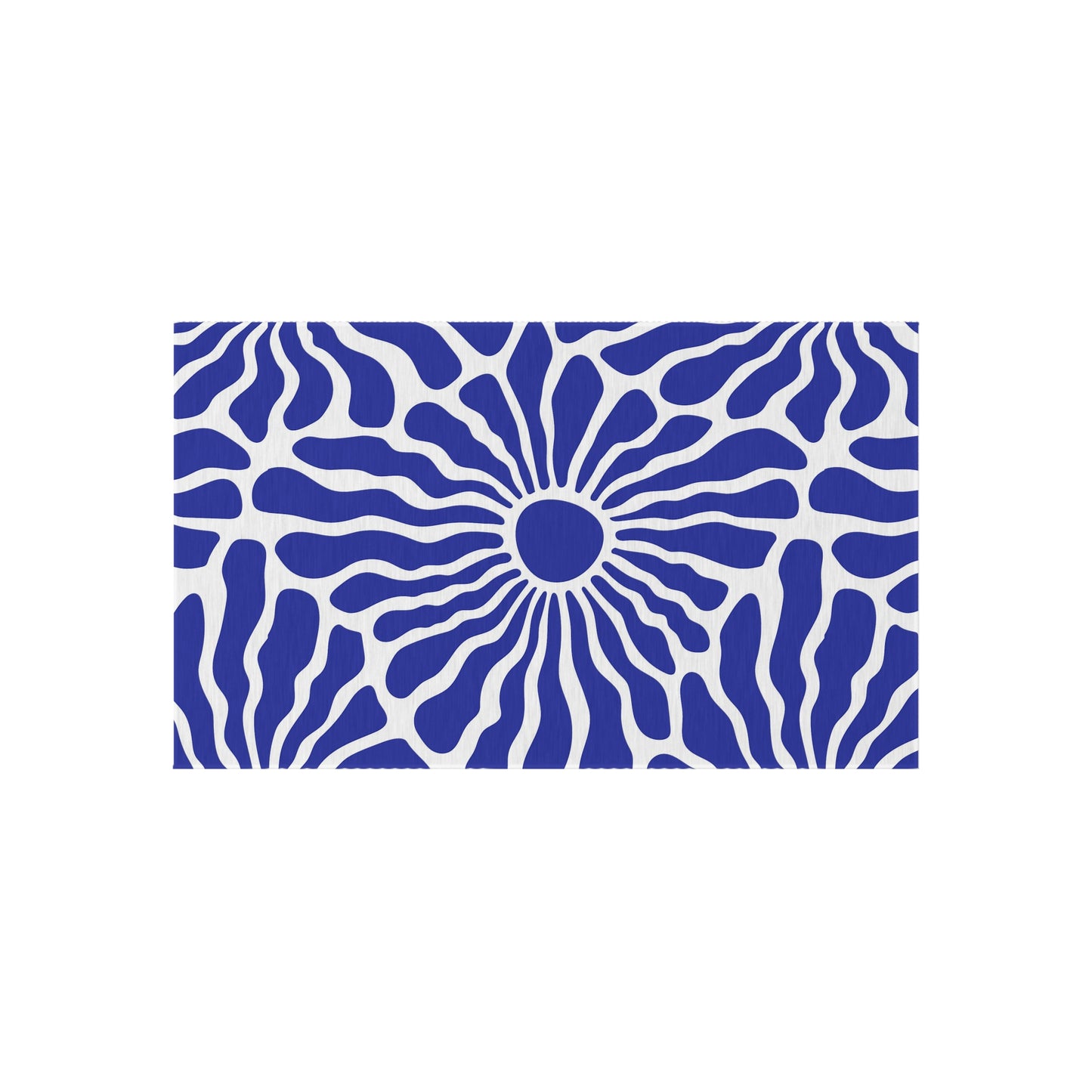 Blue White Radiant Floral Outdoor/Indoor Rug | Patio Mat, Water-Resistant Poolside