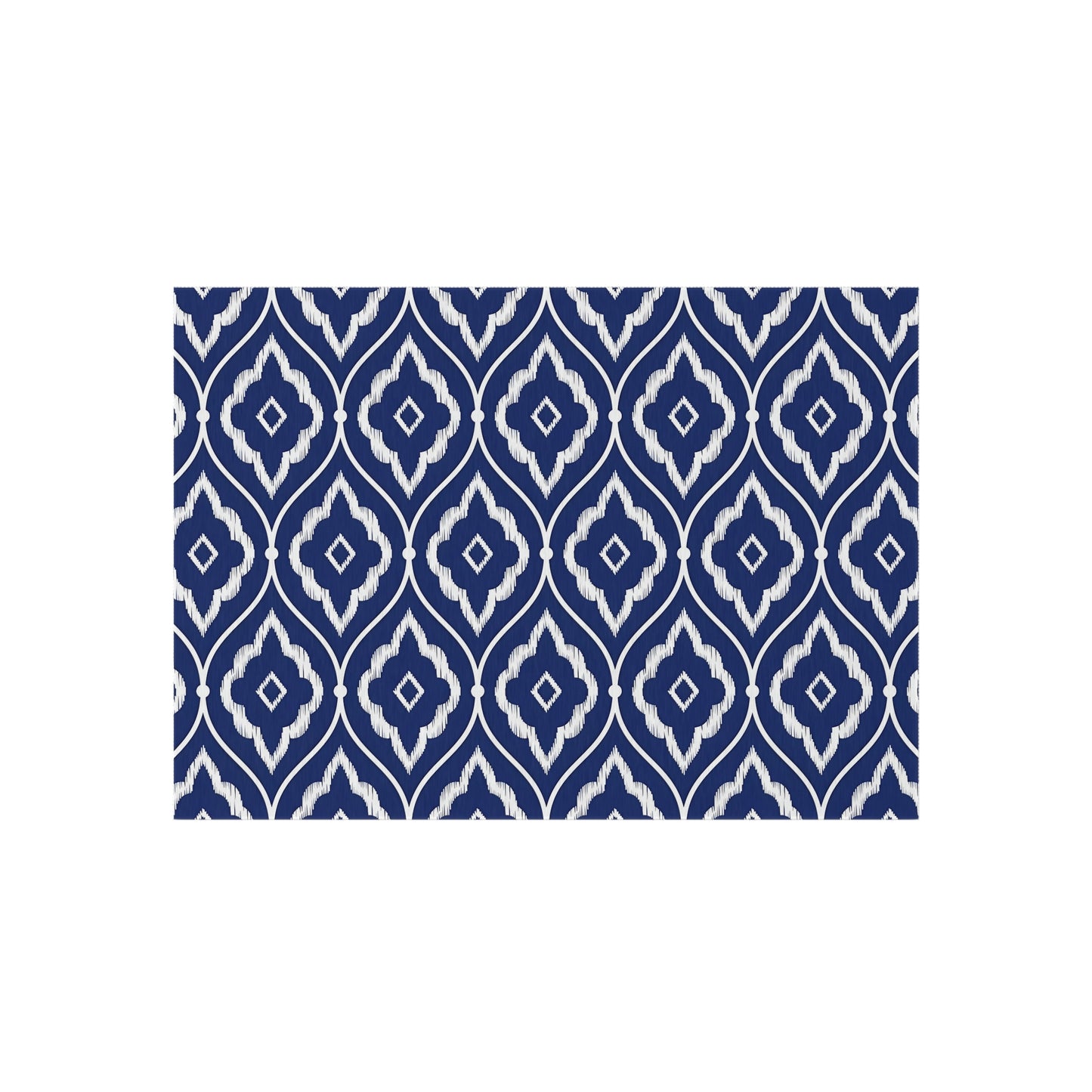 Navy White Ikat Geometric Outdoor/Indoor Rug | Patio Mat
