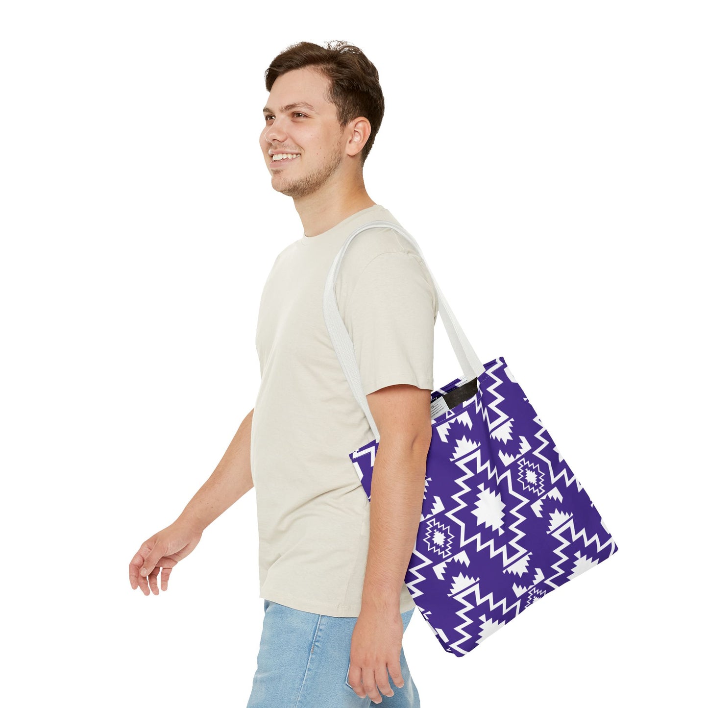 Purple and White Boho Chic Tote Bag | Purple Tribal Pattern | Eco-Friendly, Shopping Bag, Beach Tote, Gym Bag, Gift for Her, Southwestern