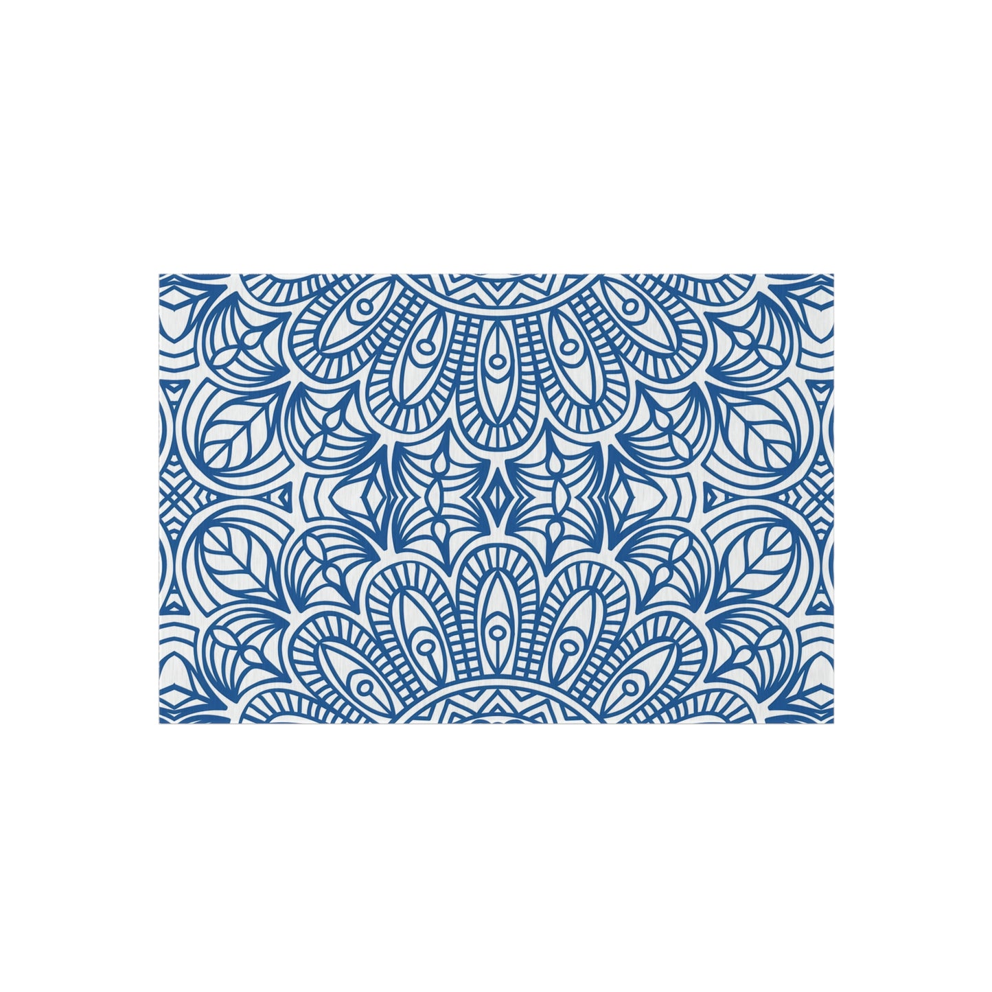 Blue Mandala Pattern Outdoor/Indoor Rug | Waterproof Patio Mat