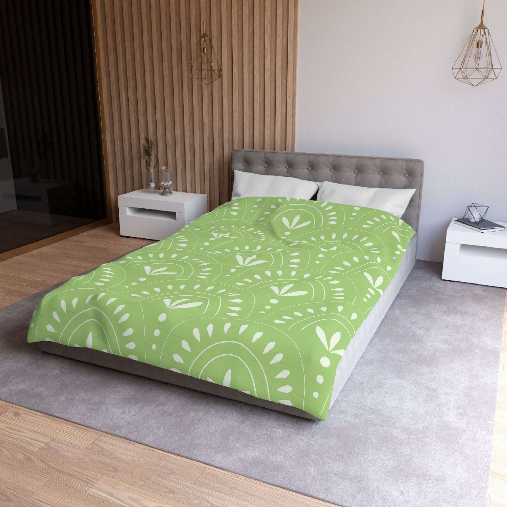 Botanical Pattern Microfiber Duvet Cover Set | Eco-Friendly Bedding for Cozy Bedrooms, Gift for Home Decor Lovers, Spring Refresh - LOLA VEGAS ART