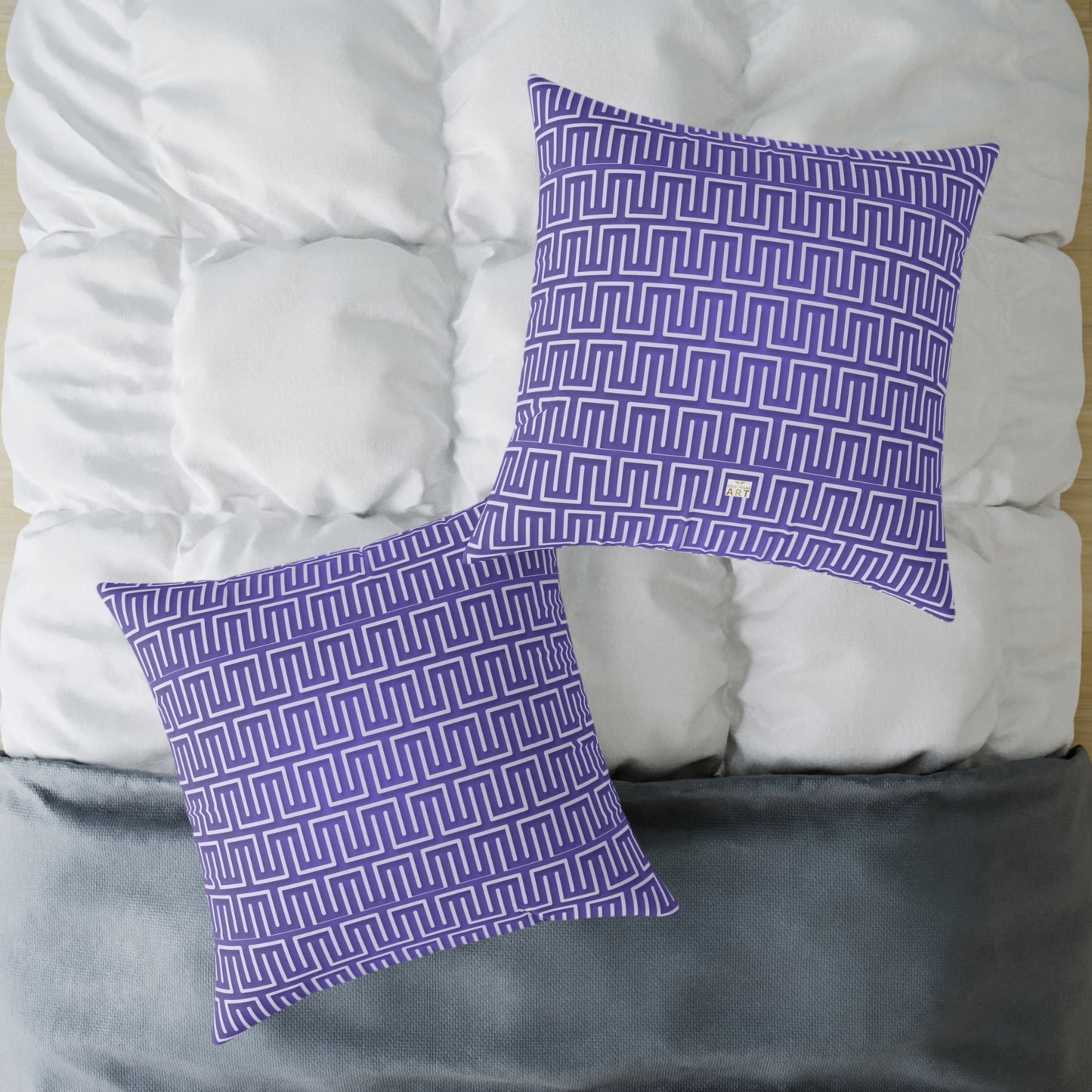 Geometric Maze Pattern Pillow | Purple Greek Key Throw Pillow
