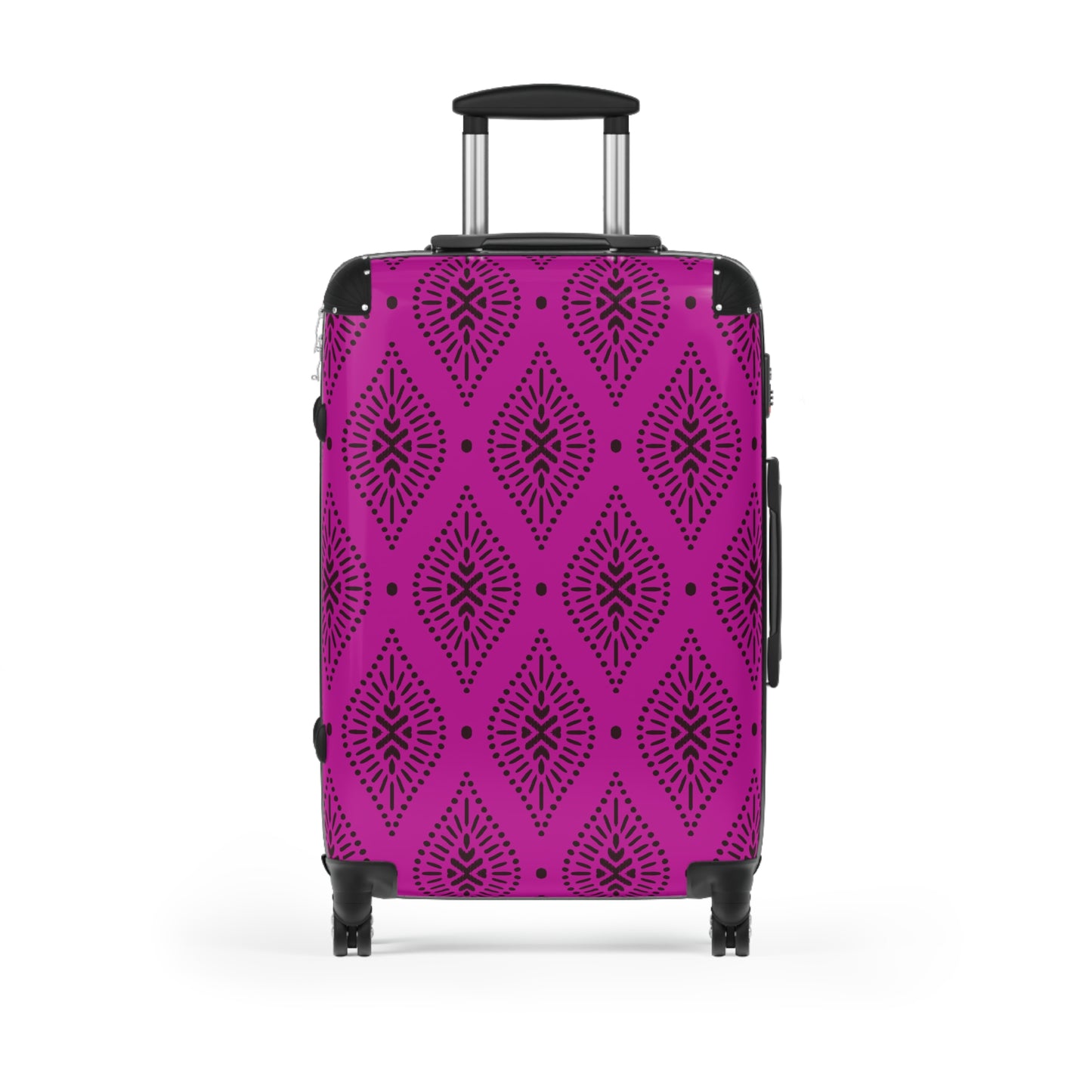 Deep Fuchsia and Black Paisley Pattern Suitcase | Boho Luggage Style