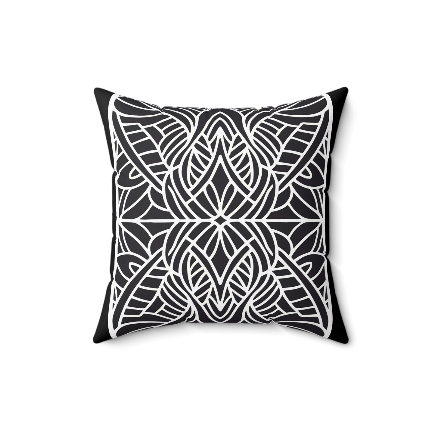 Square Pillow - Black and White Tribal Design Ethnic and Dramatic